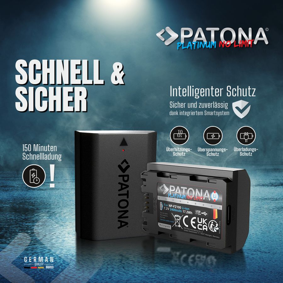 Patona Platinum Akku Sony NP-FZ100 USB-C