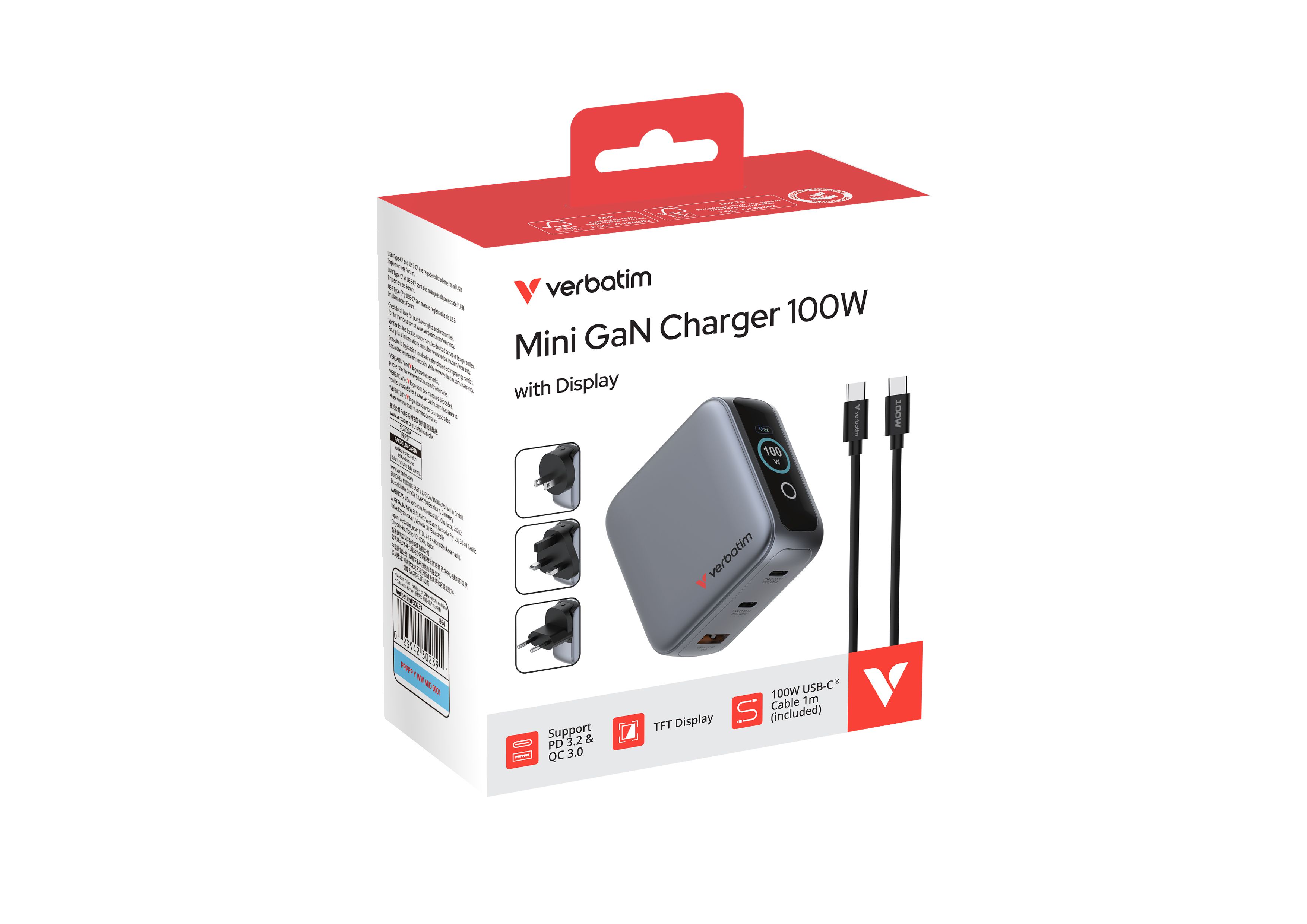 Verbatim Mini GaN Charger 100W Display