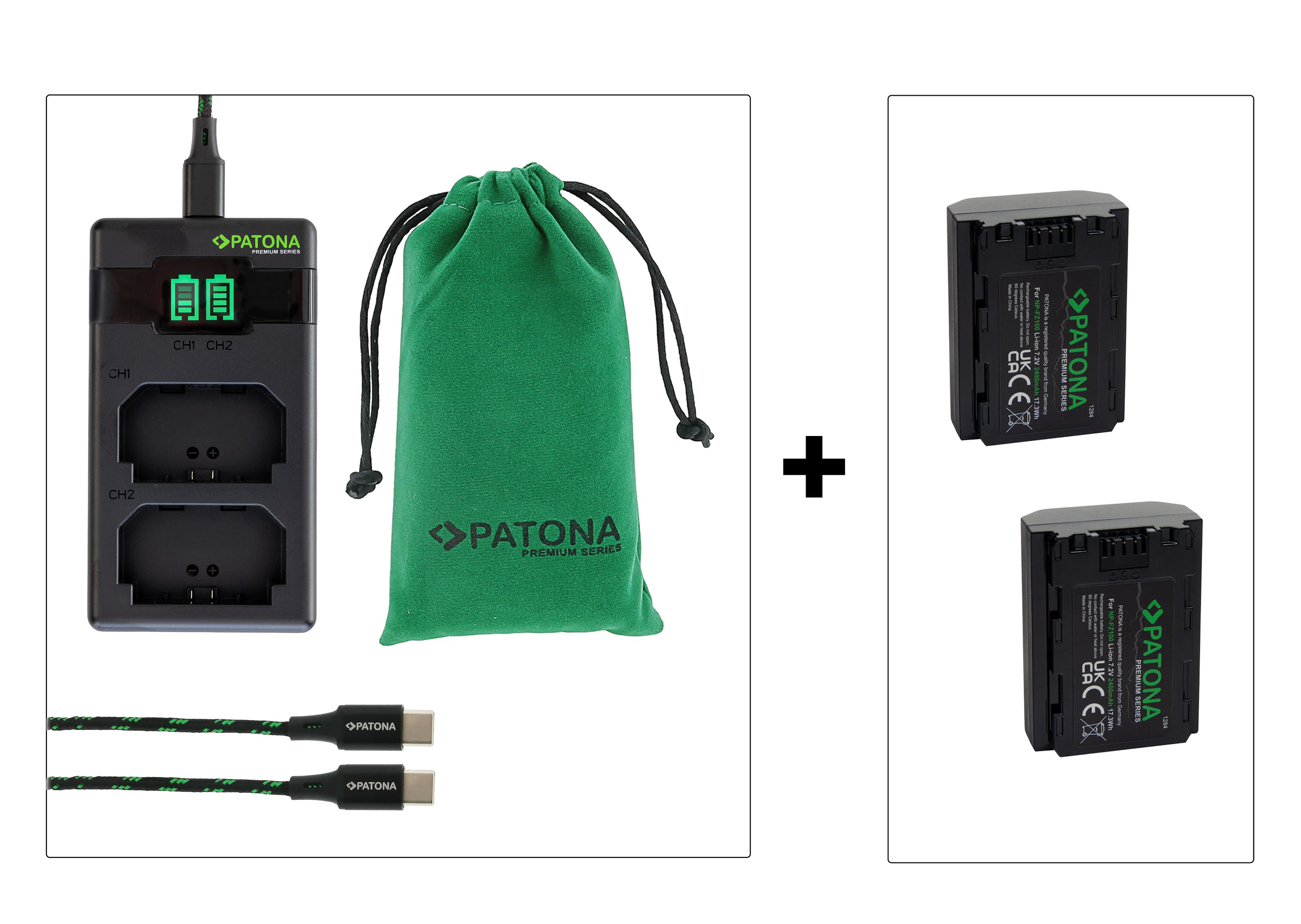 Patona NP-FZ100 Fast Charger+2 Akkus Kit