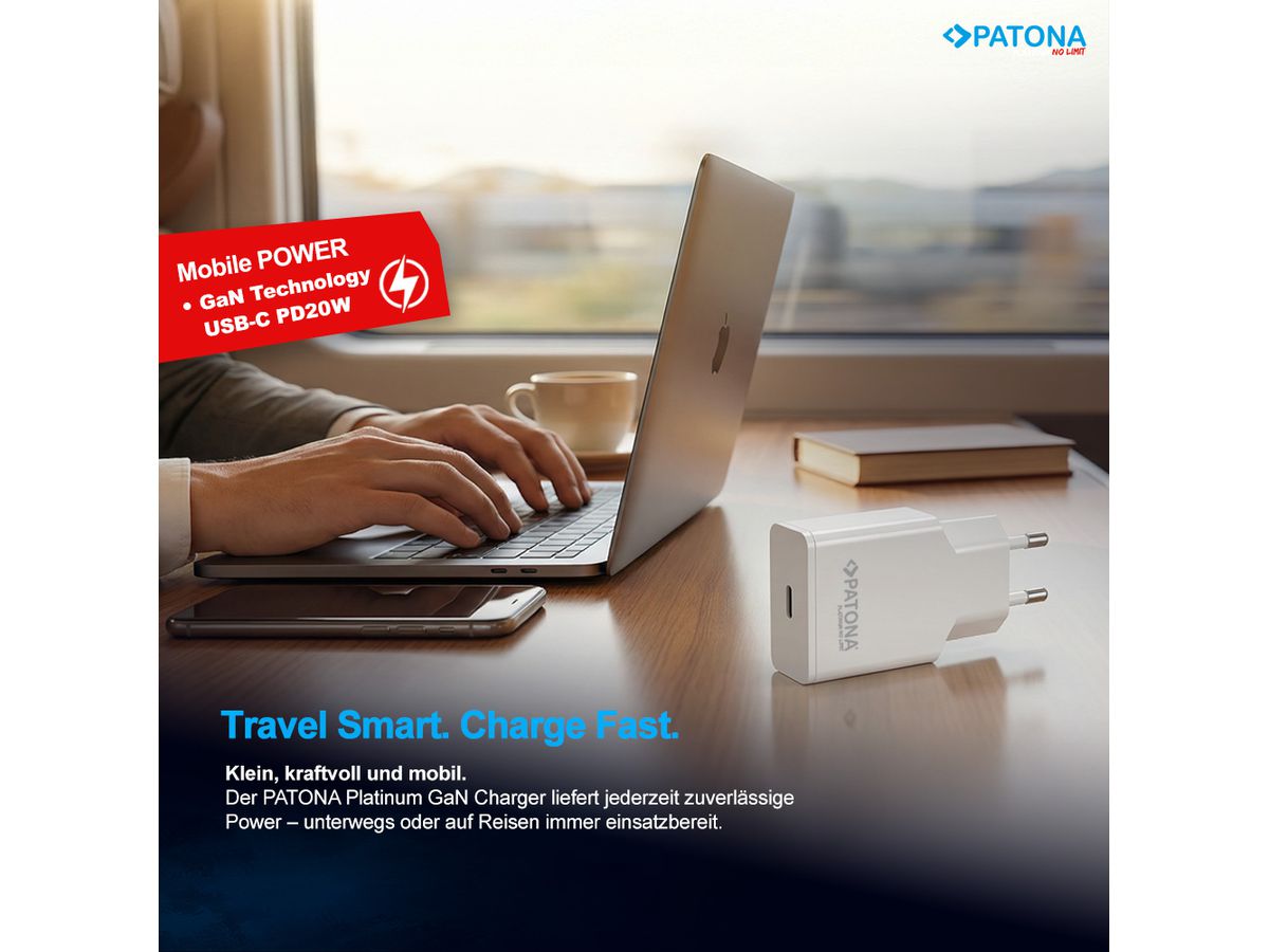 Patona GaN Flat PD 20W USB-C Black
