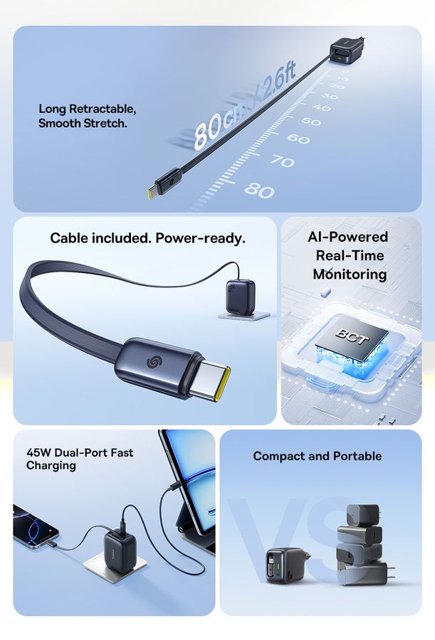 Baseus EnerCore Fastcharg.45W Retr.Cab.