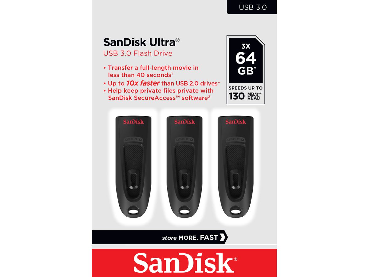 Sandisk Ultra USB 3.0 130MB/s 64GB Trio