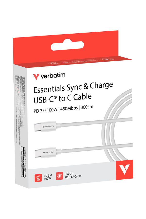 Verbatim USB-C to USB-C 3m 100W White