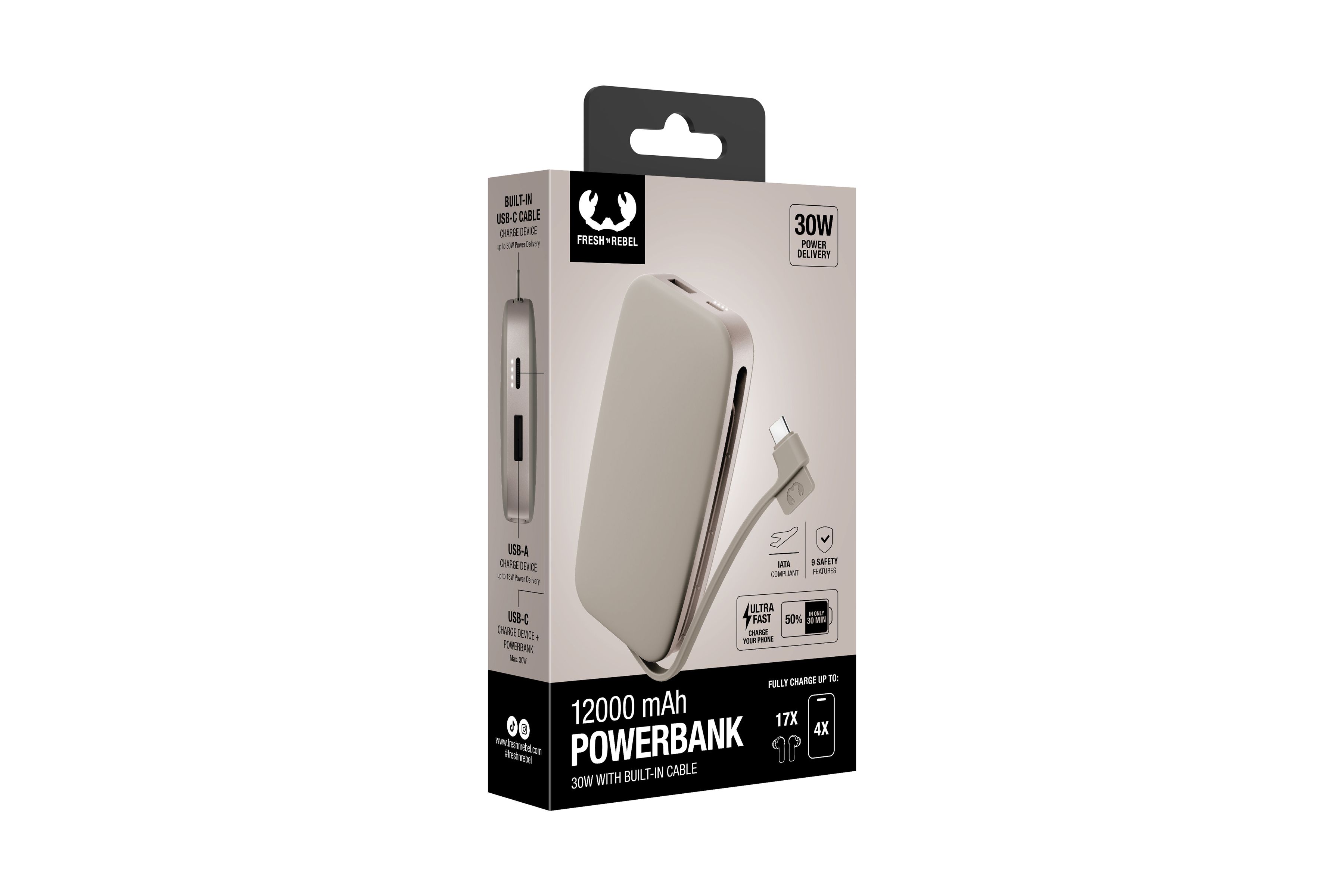 Fresh 'n Rebel Powerbank 12000 mAh Sand