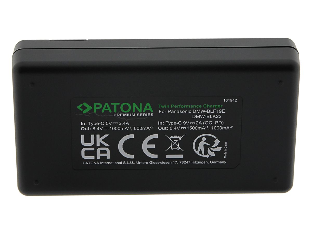 PATONA Premium chargeur double BLK22
