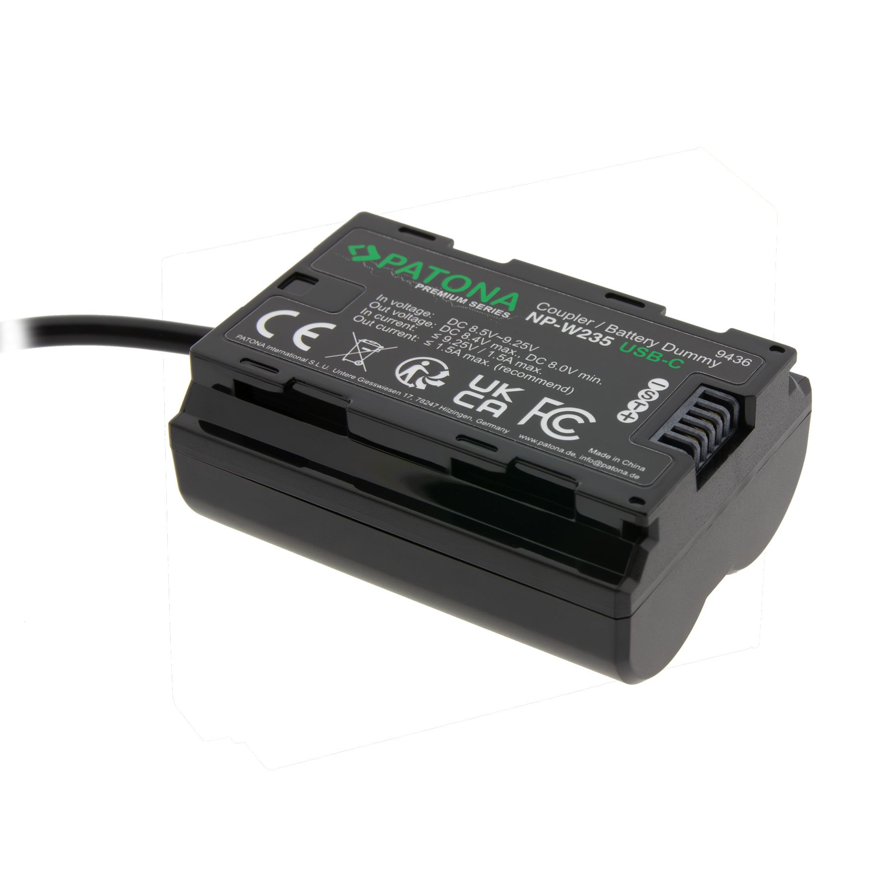Patona USB-C Input Akku-Adapter NP-W235