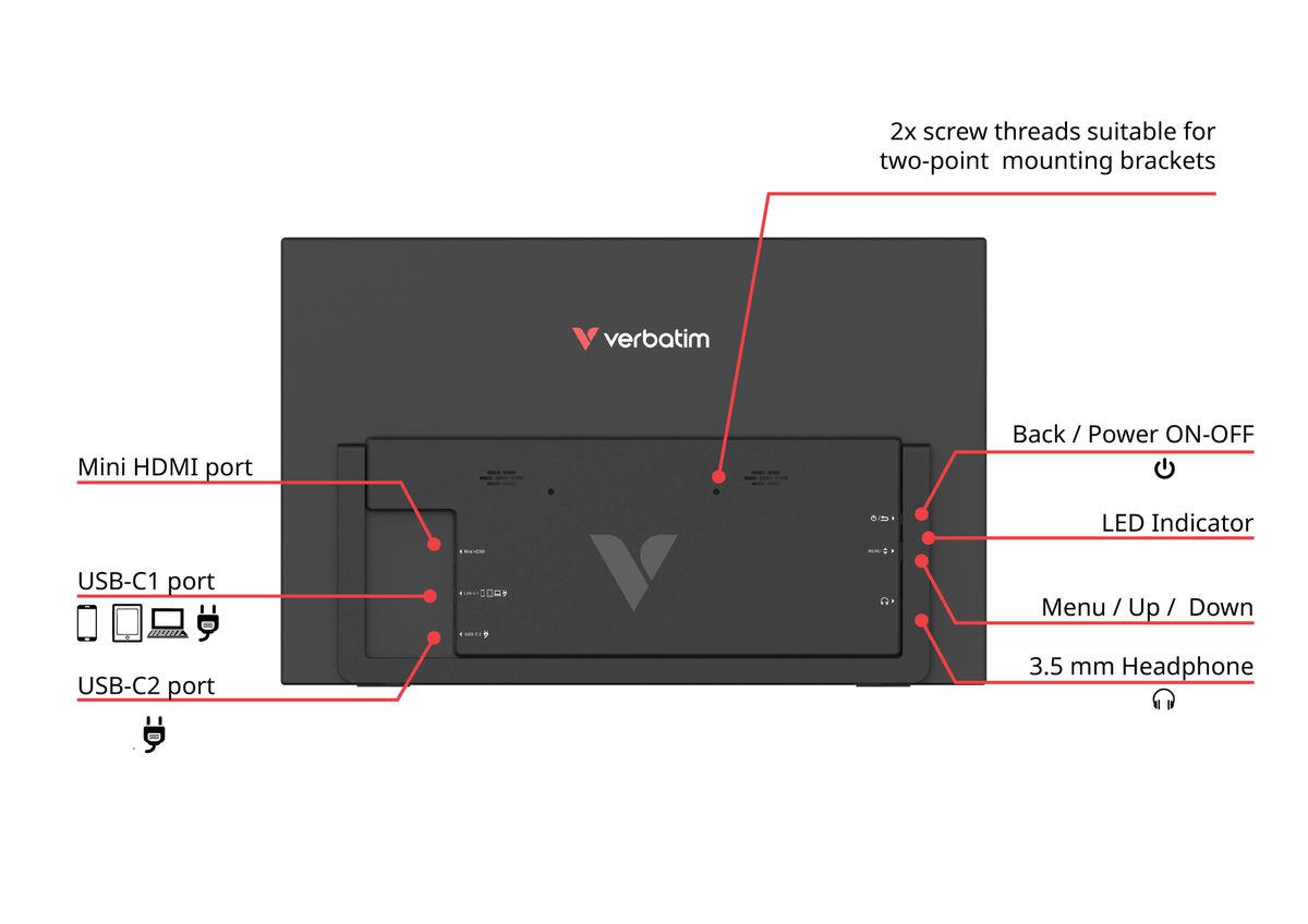 Verbatim Portable Monitor 15.6" Light
