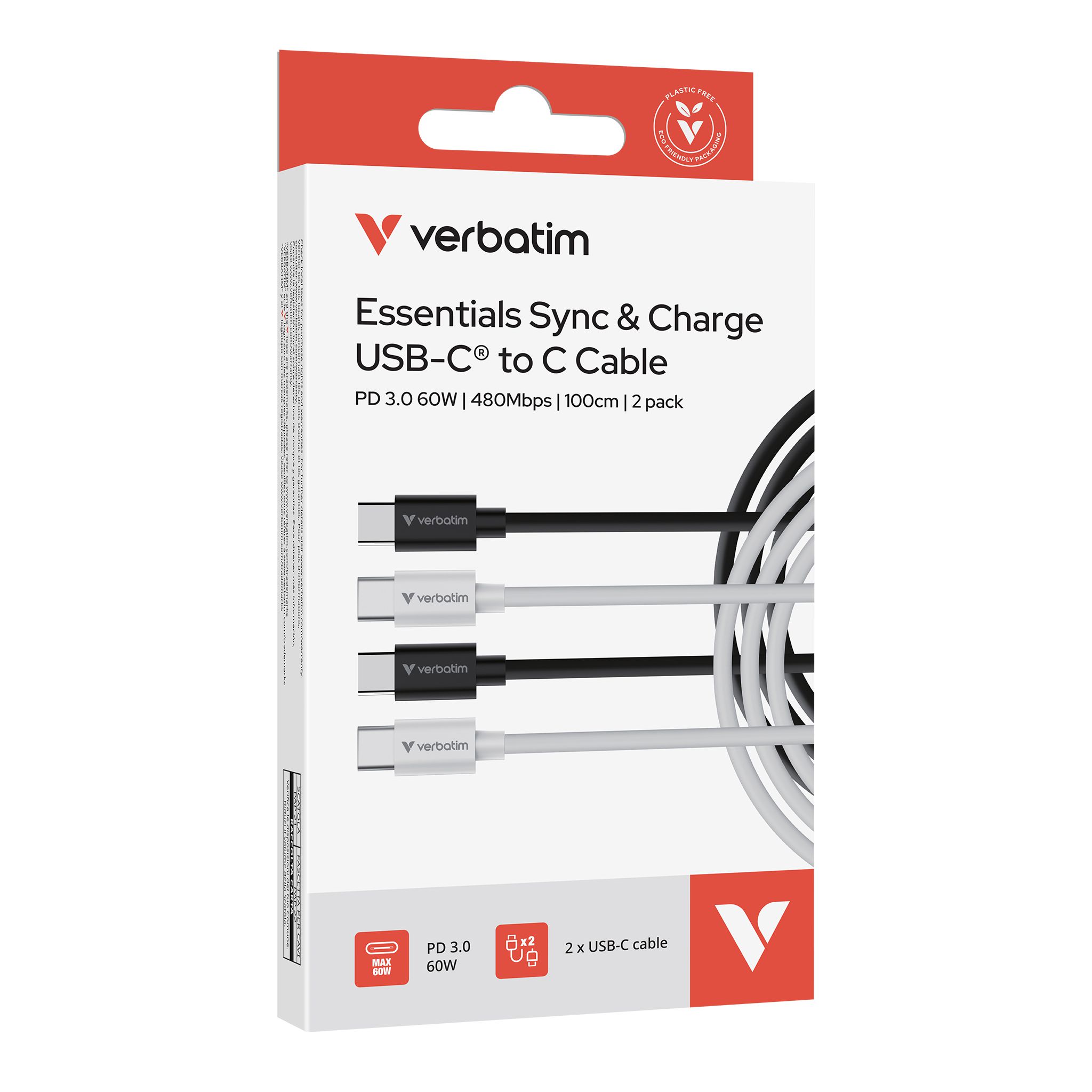 Verbatim USB-C to USB-C 1m 2 Pack