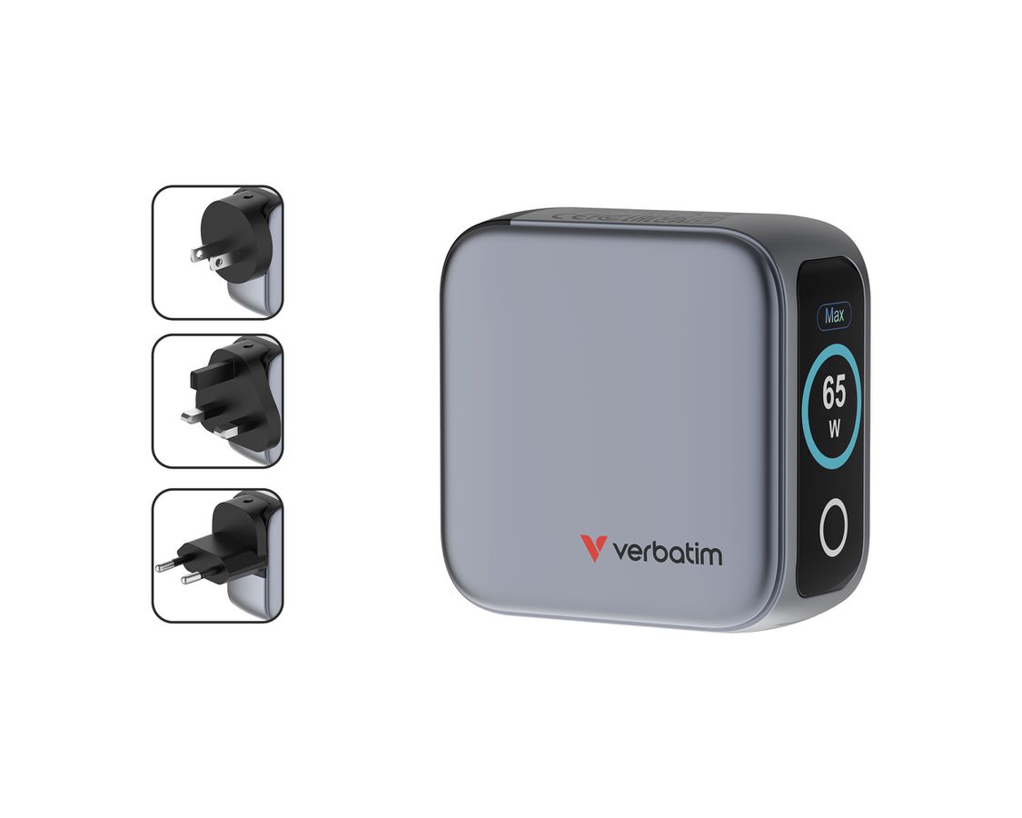 Verbatim Mini GaN Charger 65W Display