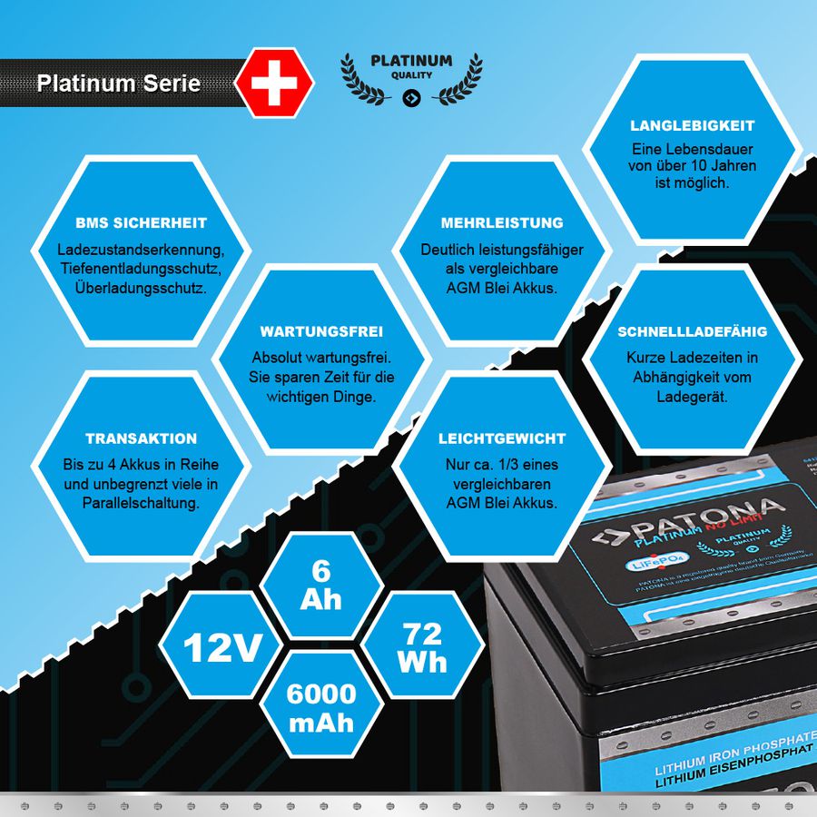 Patona Platinum Battery LiFePO4 12V 50Ah