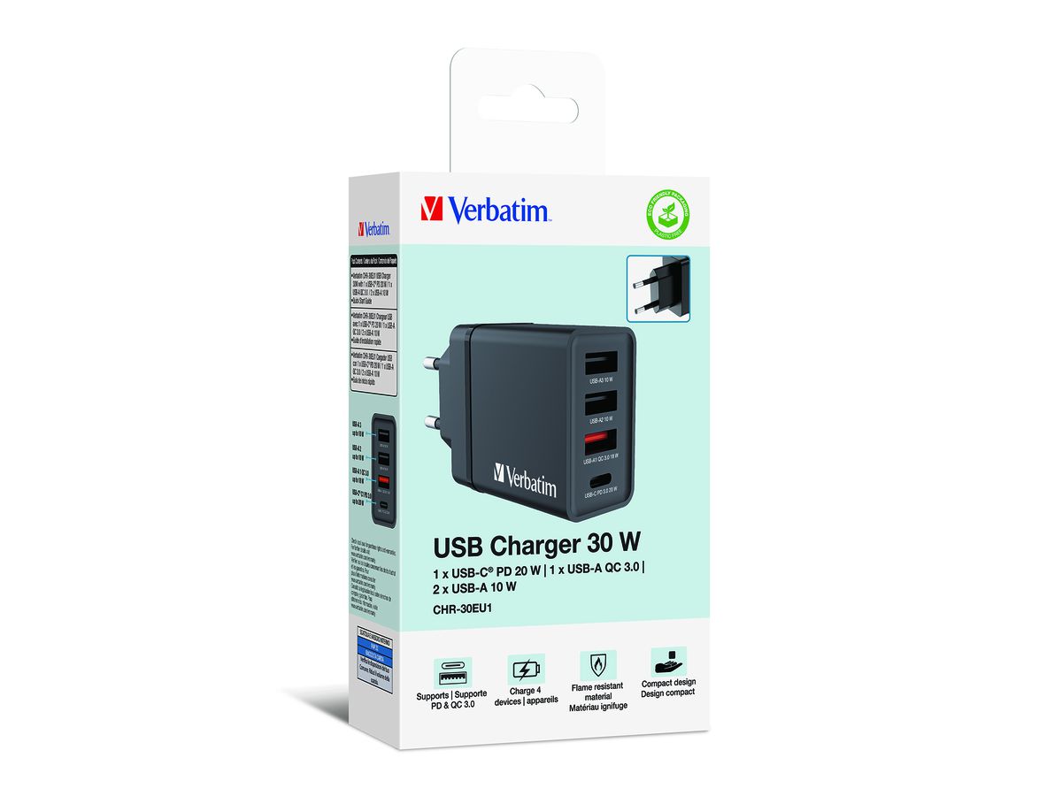 Verbatim 4 Port Charger 30W Black