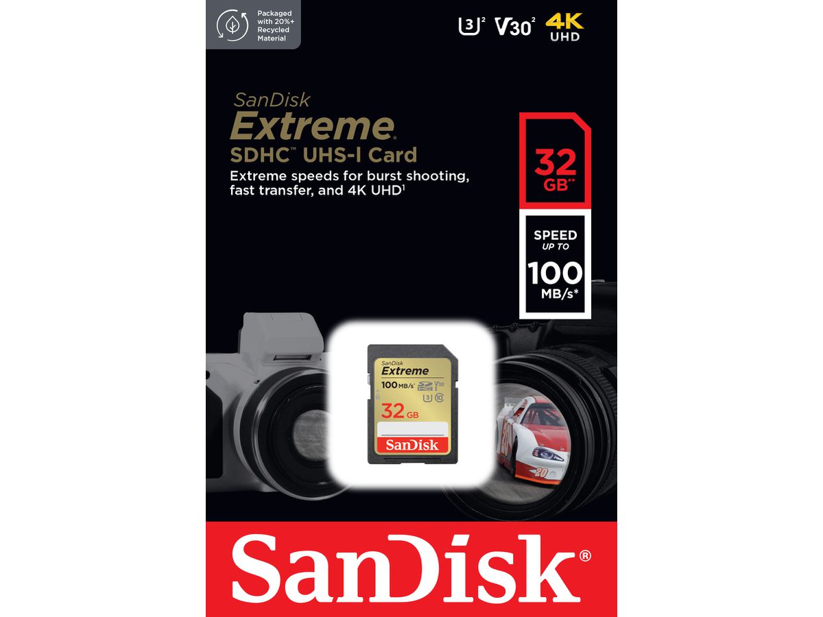 SanDisk Extreme 100MB/s SDHC 32GB V30