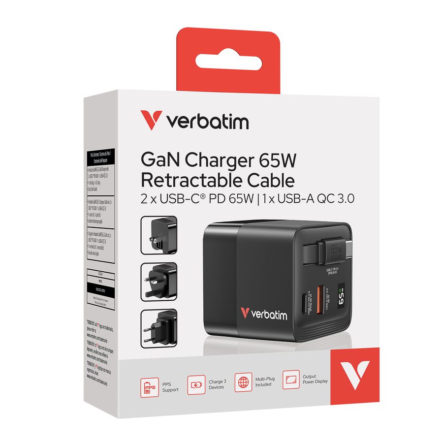 Verbatim GaN 2 Port Charger 65W