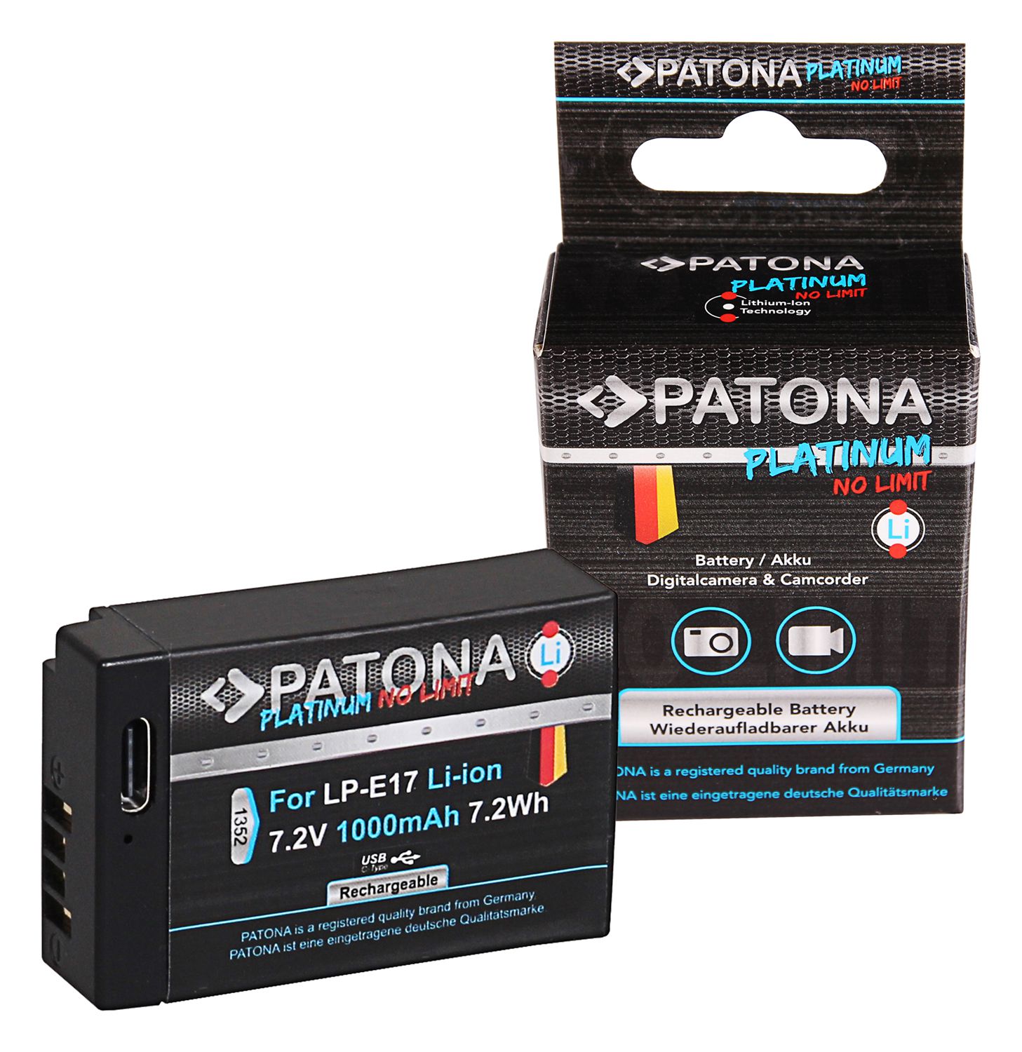 Patona LP-E6P Set Chargeur + 2 Batterie