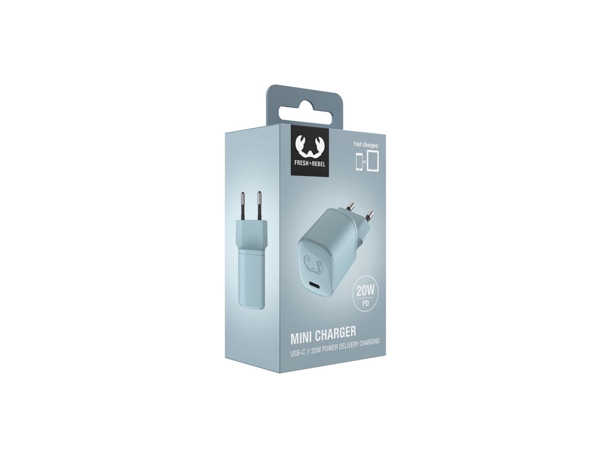 Fresh'N Rebel Mini Charger USB-C PD Dusky Blue 20W