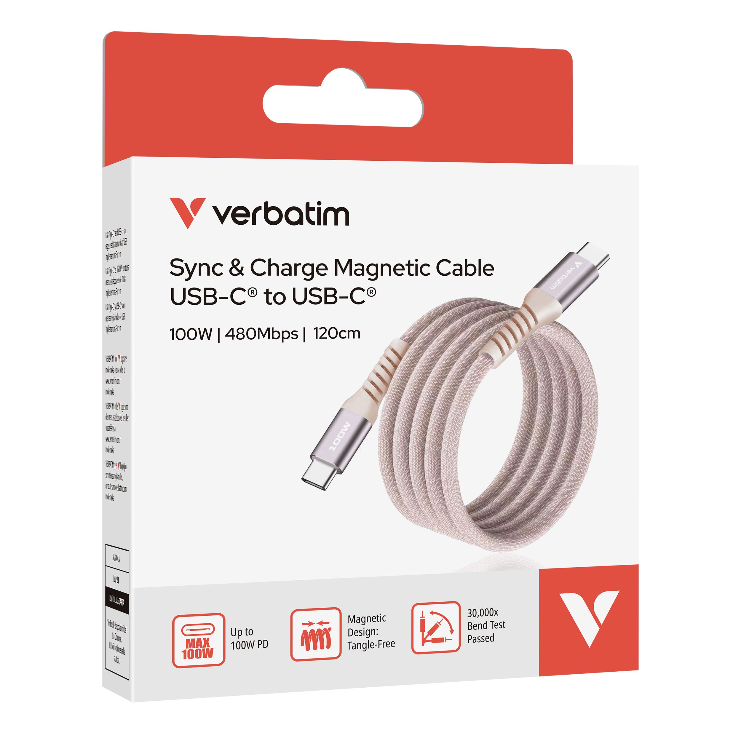 Verbatim Magnetic Cable USB-C 100W Pink