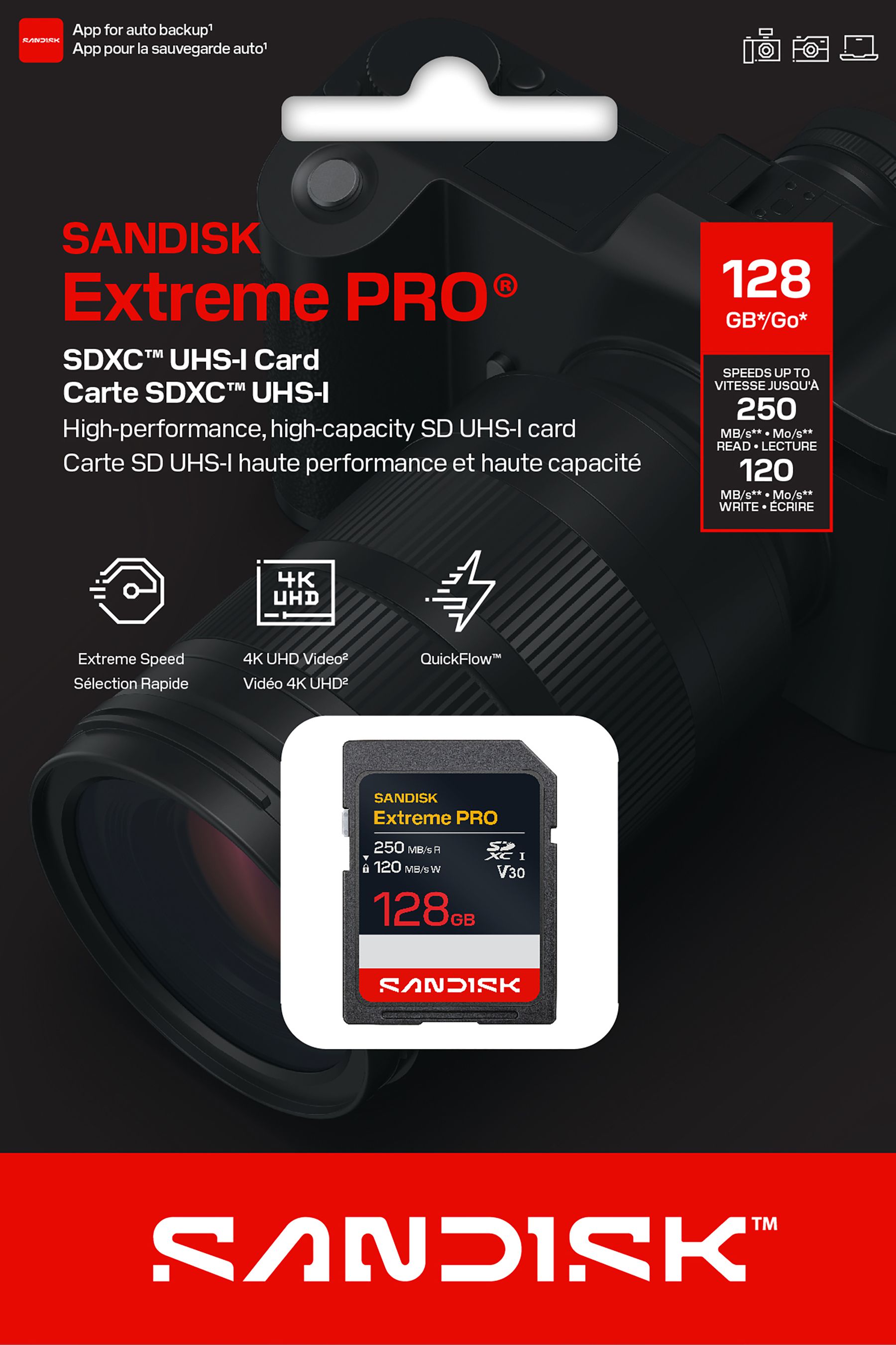 SANDISK Extreme PRO 250MB/s SDXC 128GB