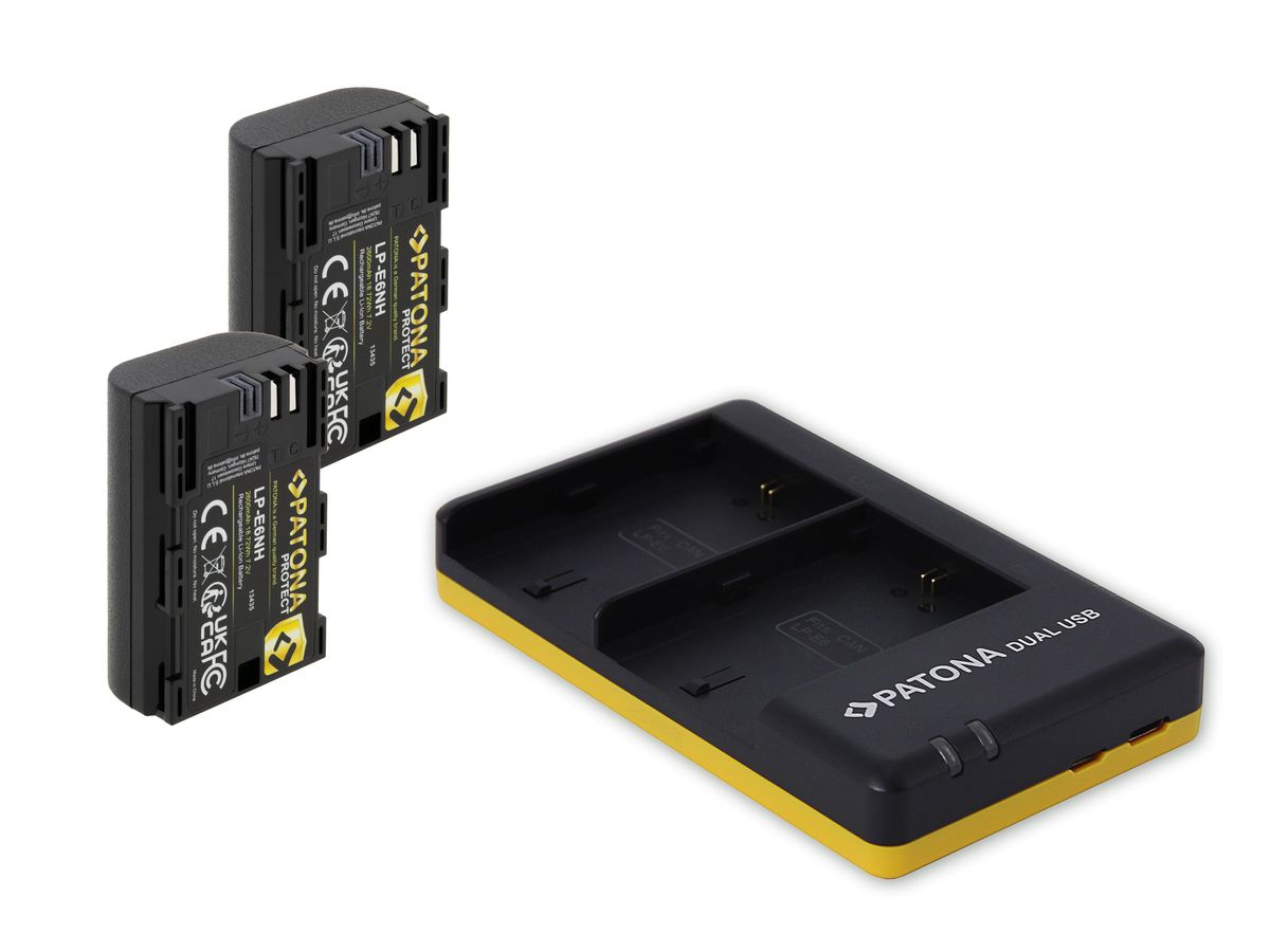 Patona LP-E6NH Set Ladegerät + 2 Akkus