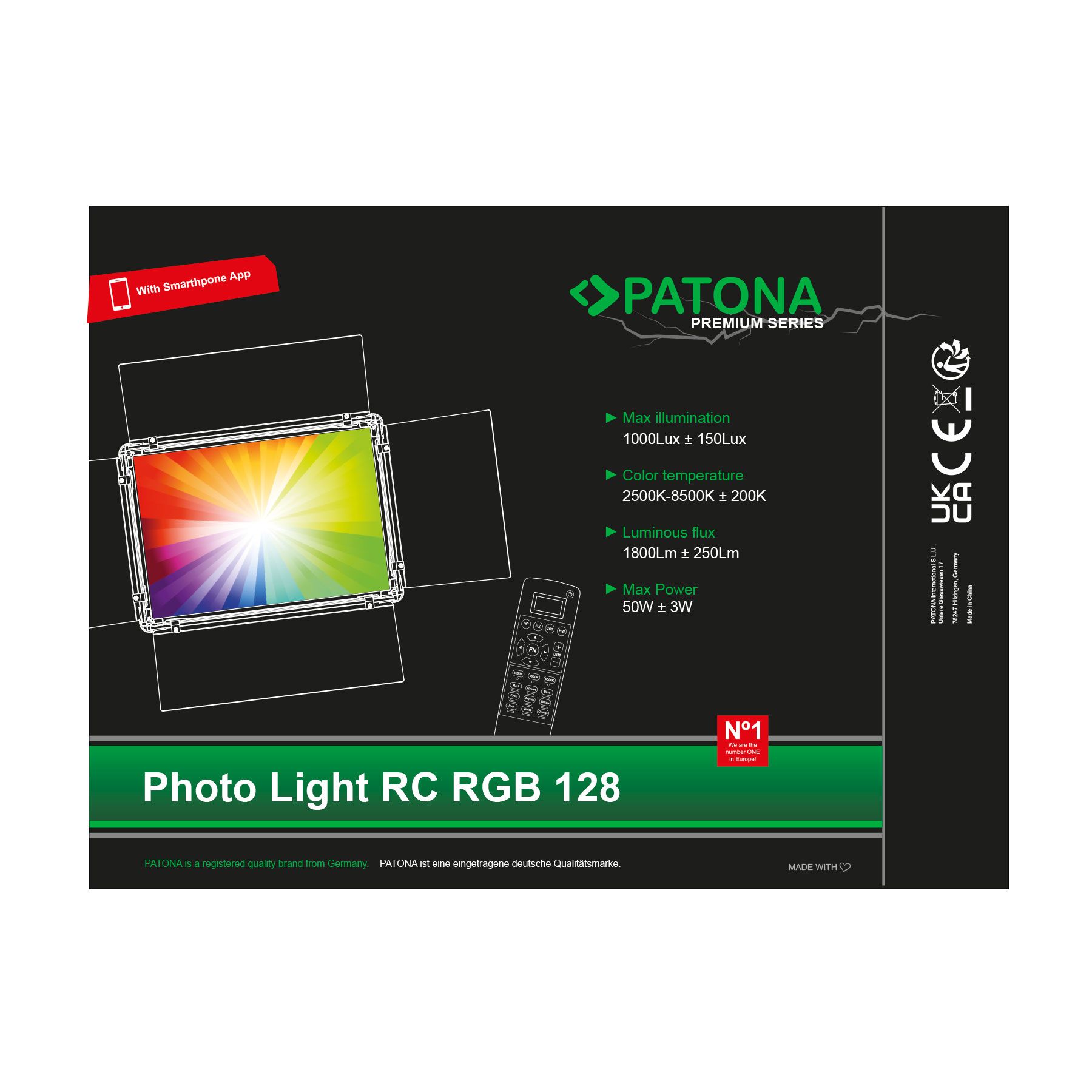 PATONA Lampe photo Premium RGB-128AS APP
