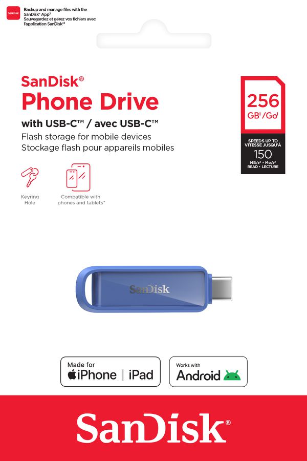 SanDisk Phone Drive USB-C 256GB blau
