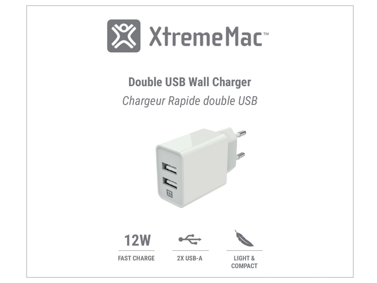 XtremeMac Wall Charger double USB  white