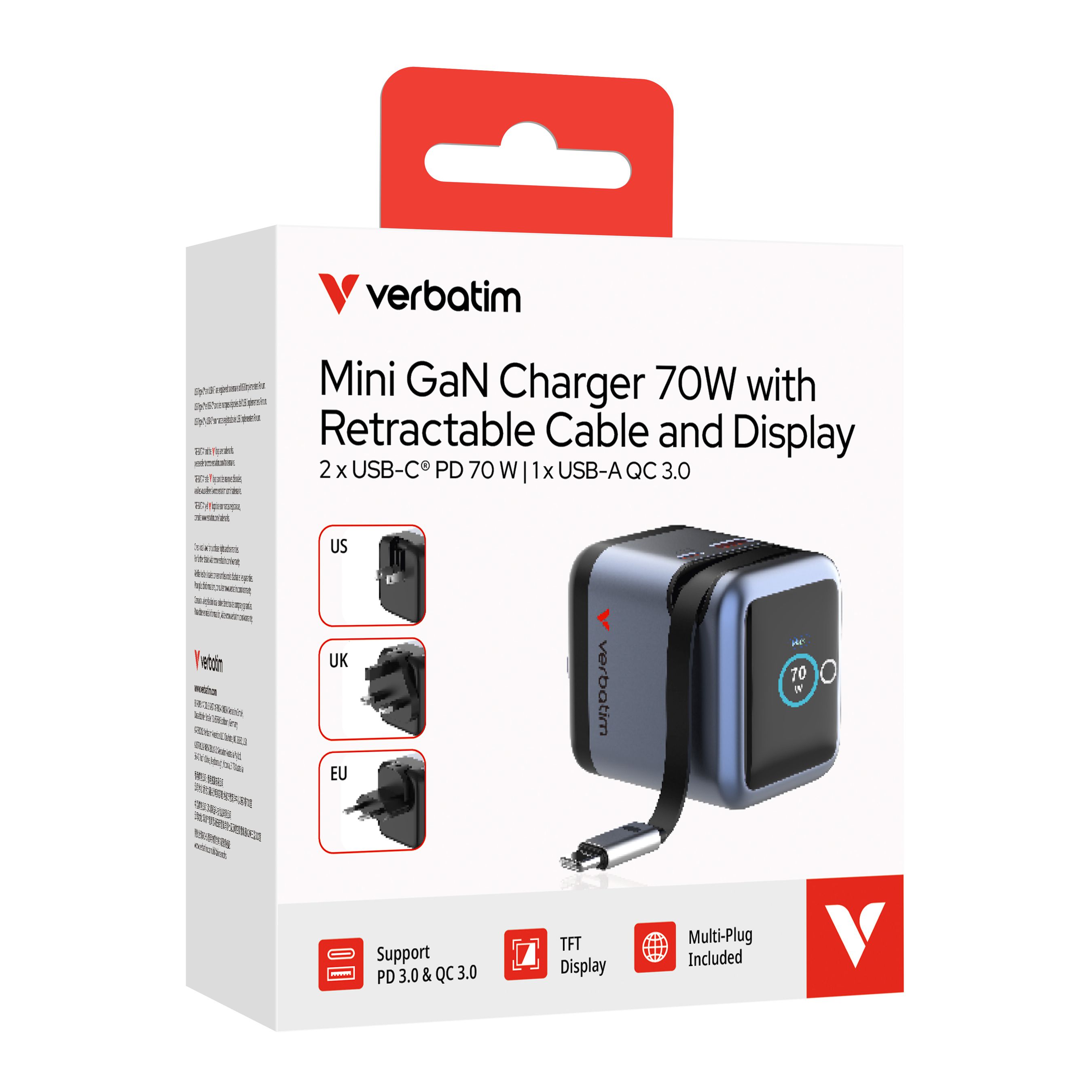 Verbatim Mini GaN Charger 70W Display