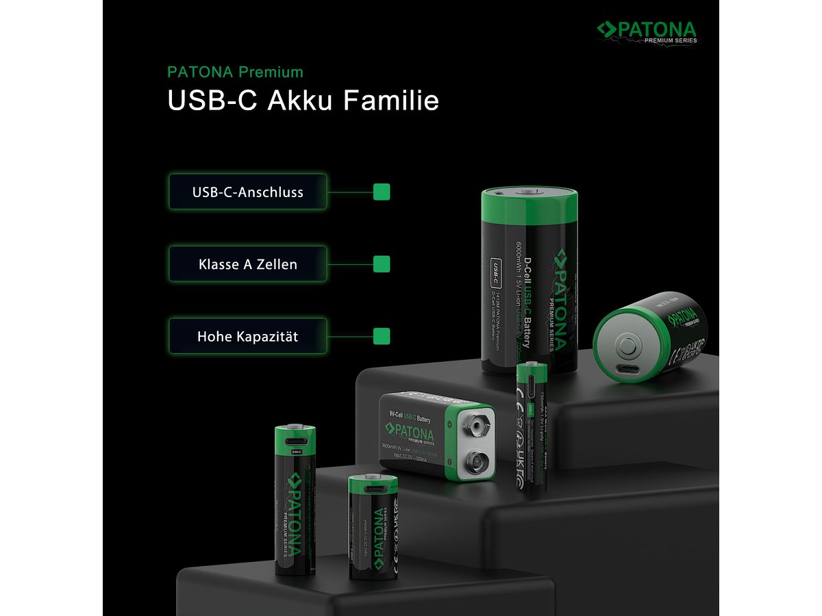 Patona Premium Akku 2x LR14 USB-C