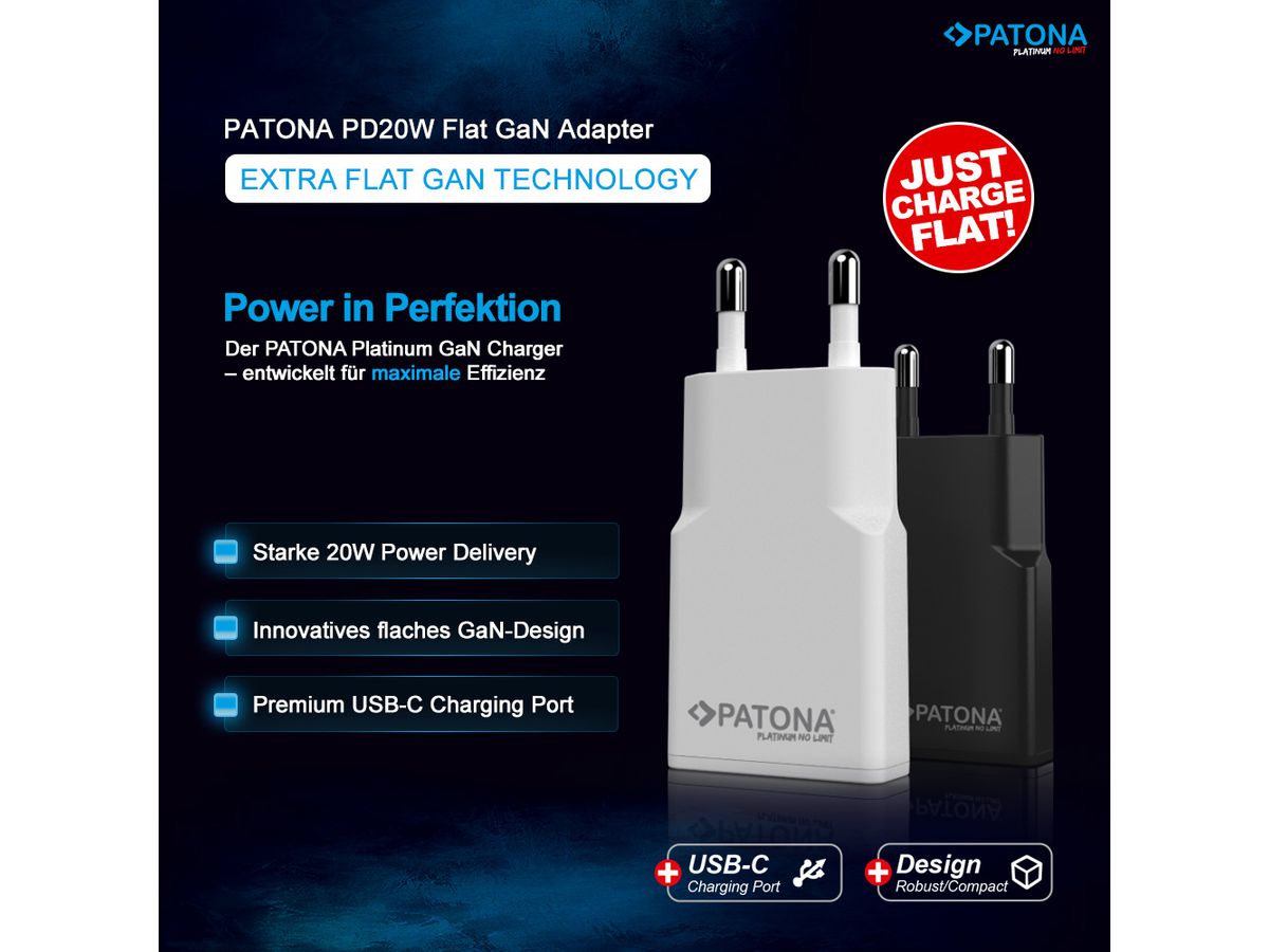 Patona GaN Flat PD 20W USB-C White