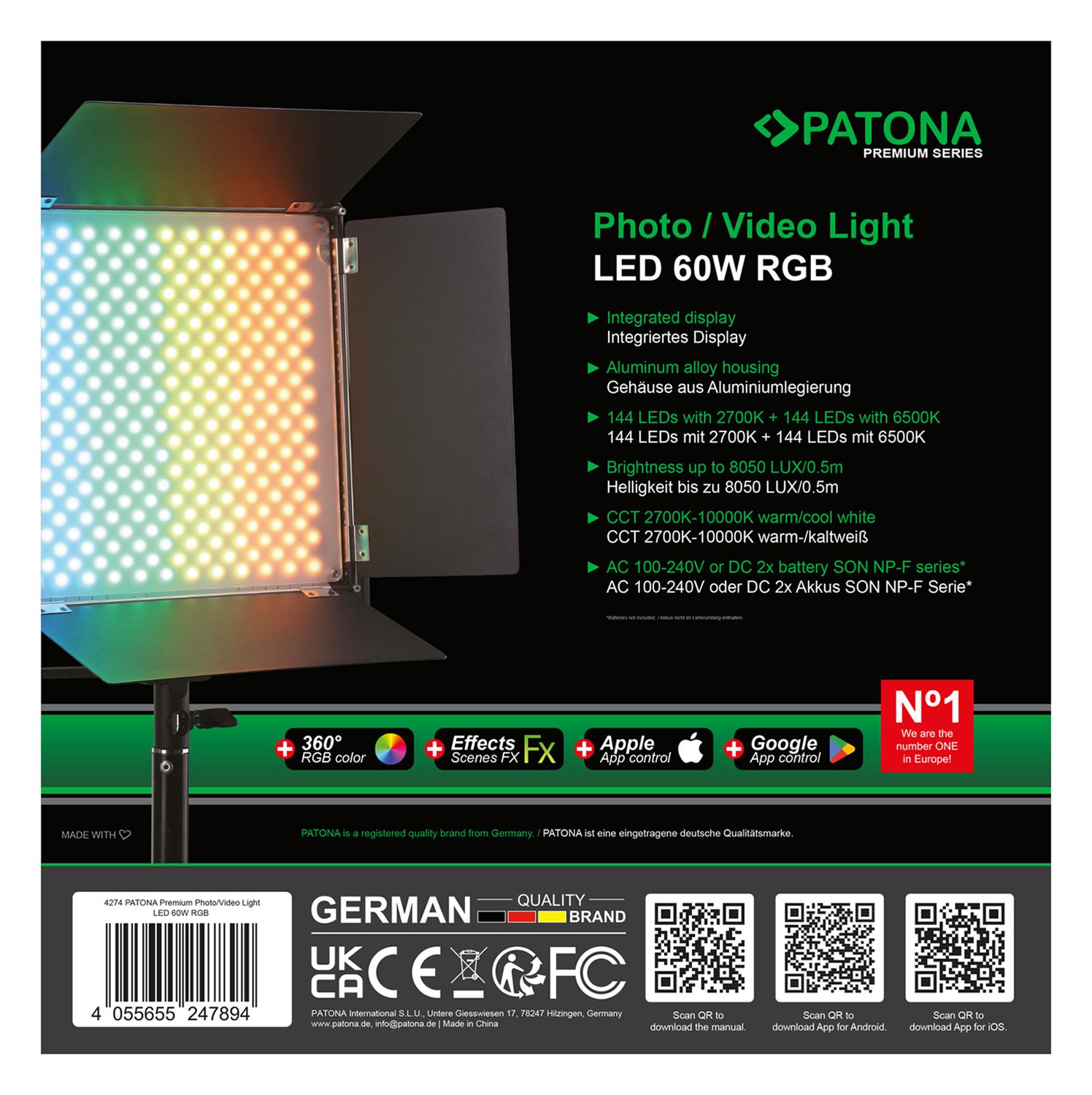 Patona Premium LED 60W RGB APP