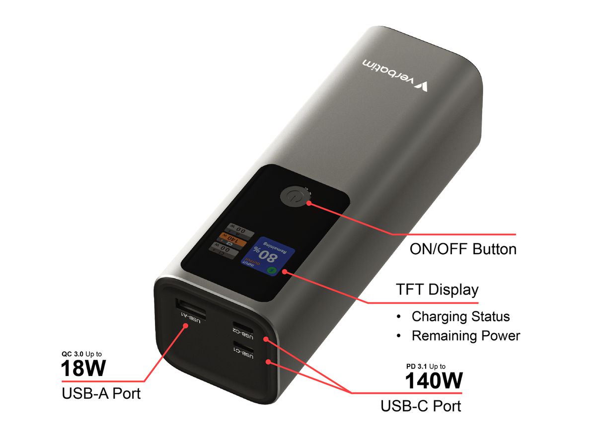 Verbatim Powerbank 27000 mAh 183W Grey