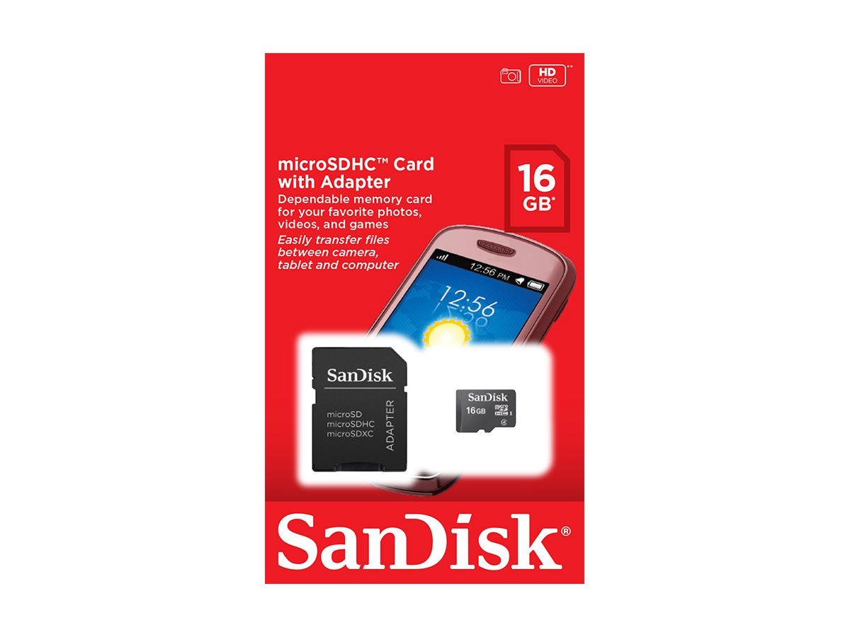 Sandisk microSD 16GB Class4 mit Adapter