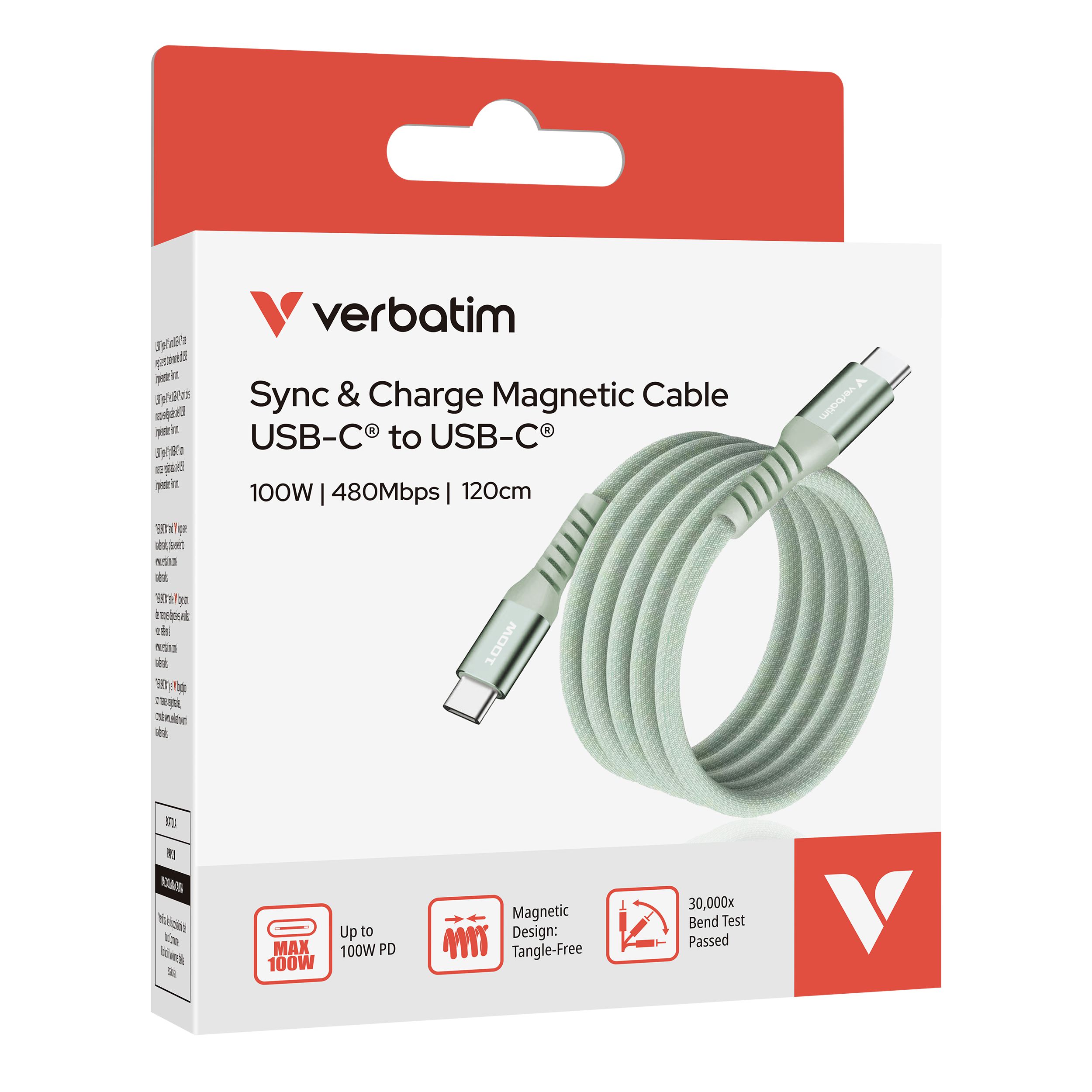 Verbatim Magnetic Cable USB-C 100W Green