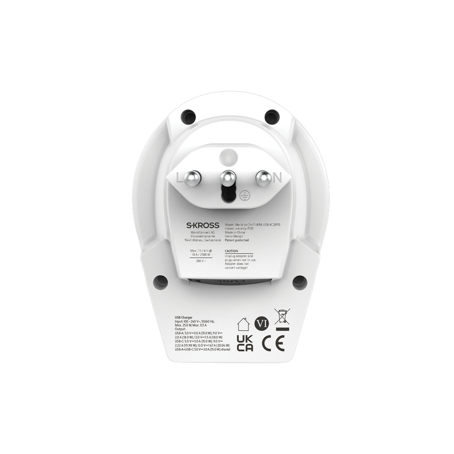 Skross World to CH/IT/BRA USB AC20PD