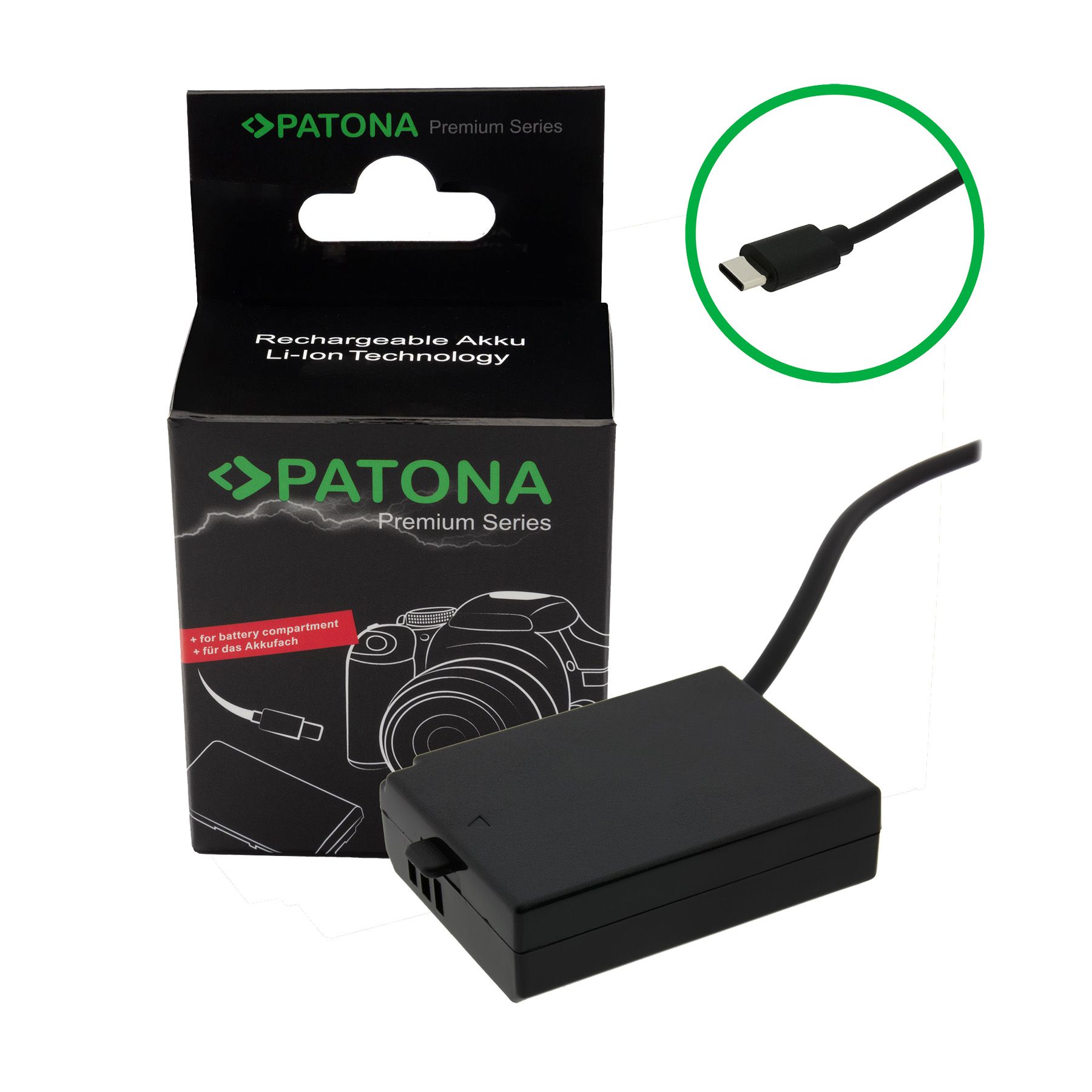 Patona USB-C Input Akku-Adapter LP-E10
