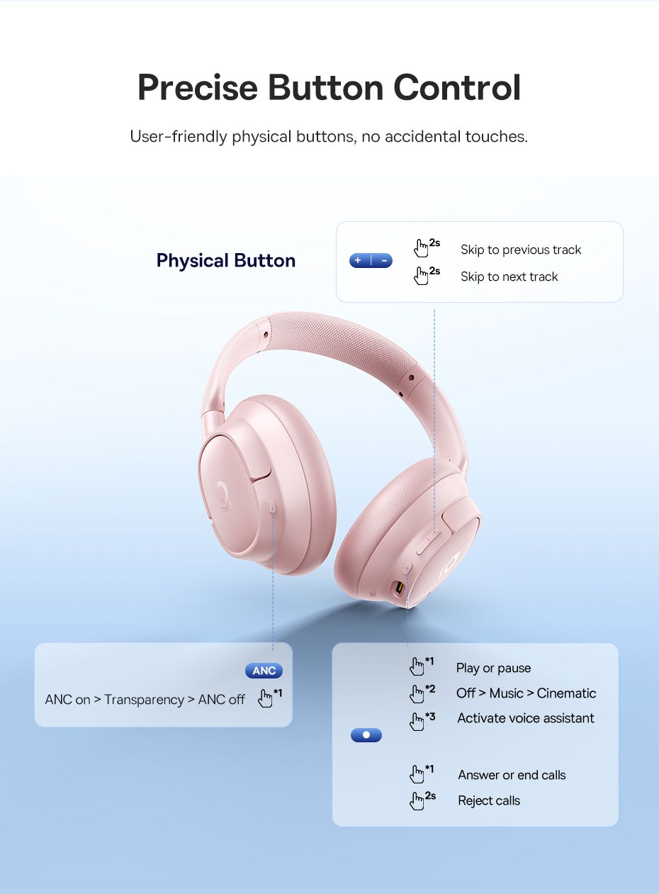 Baseus Bass BH1 NC Wirel.ANC Headph.Pink