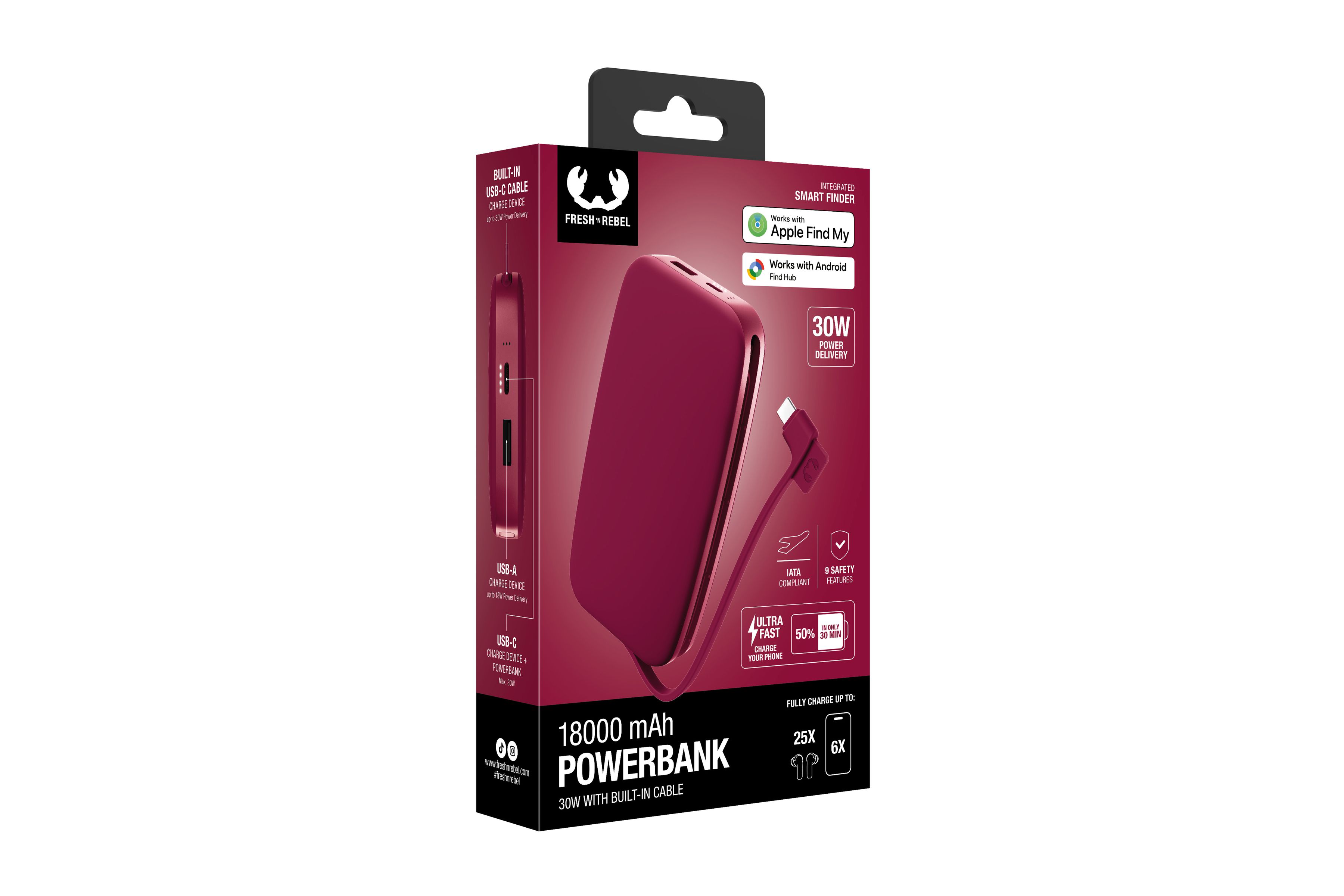 Fresh 'n Rebel Powerbank 18000 mAh Red