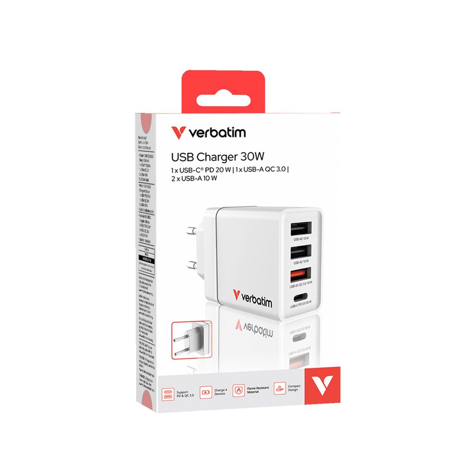 Verbatim 4 Port Charger 30W White