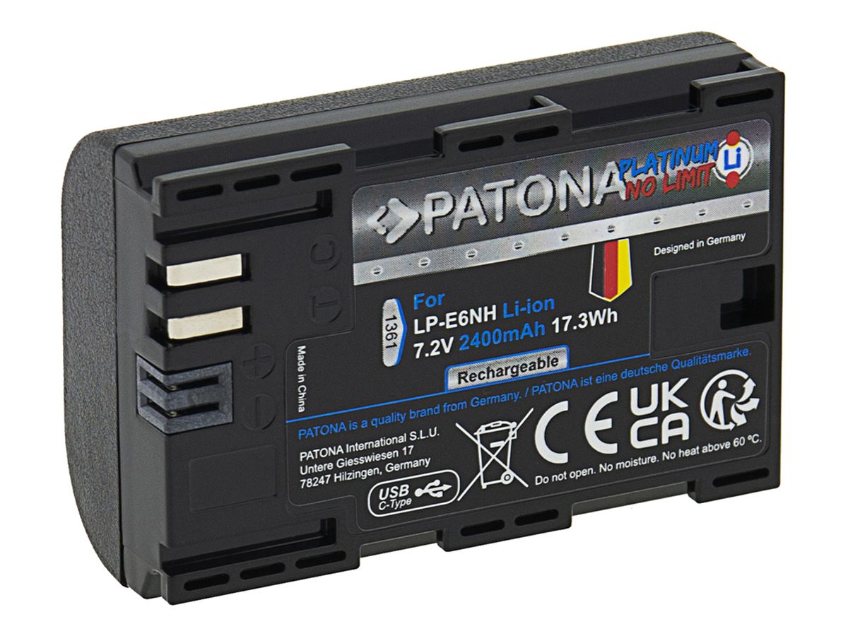Patona LP-E6NH Set 2 Akkus USB-C Input