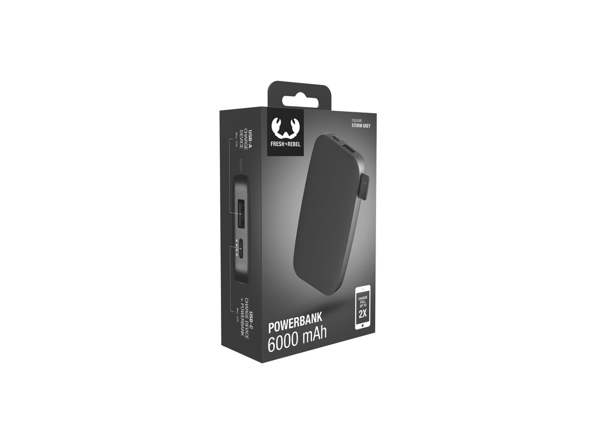 Fresh'N Rebel Powerbank 6000 mAhÂ USB-C Storm Grey