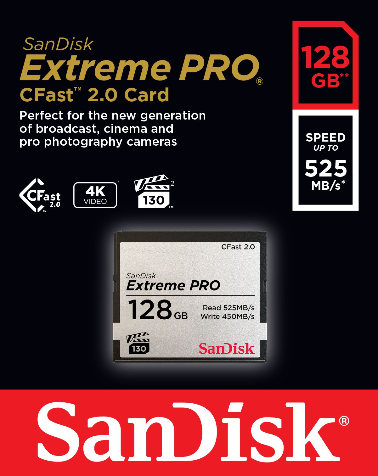 Sandisk CFast ExtremePro 525MB/s 128GB