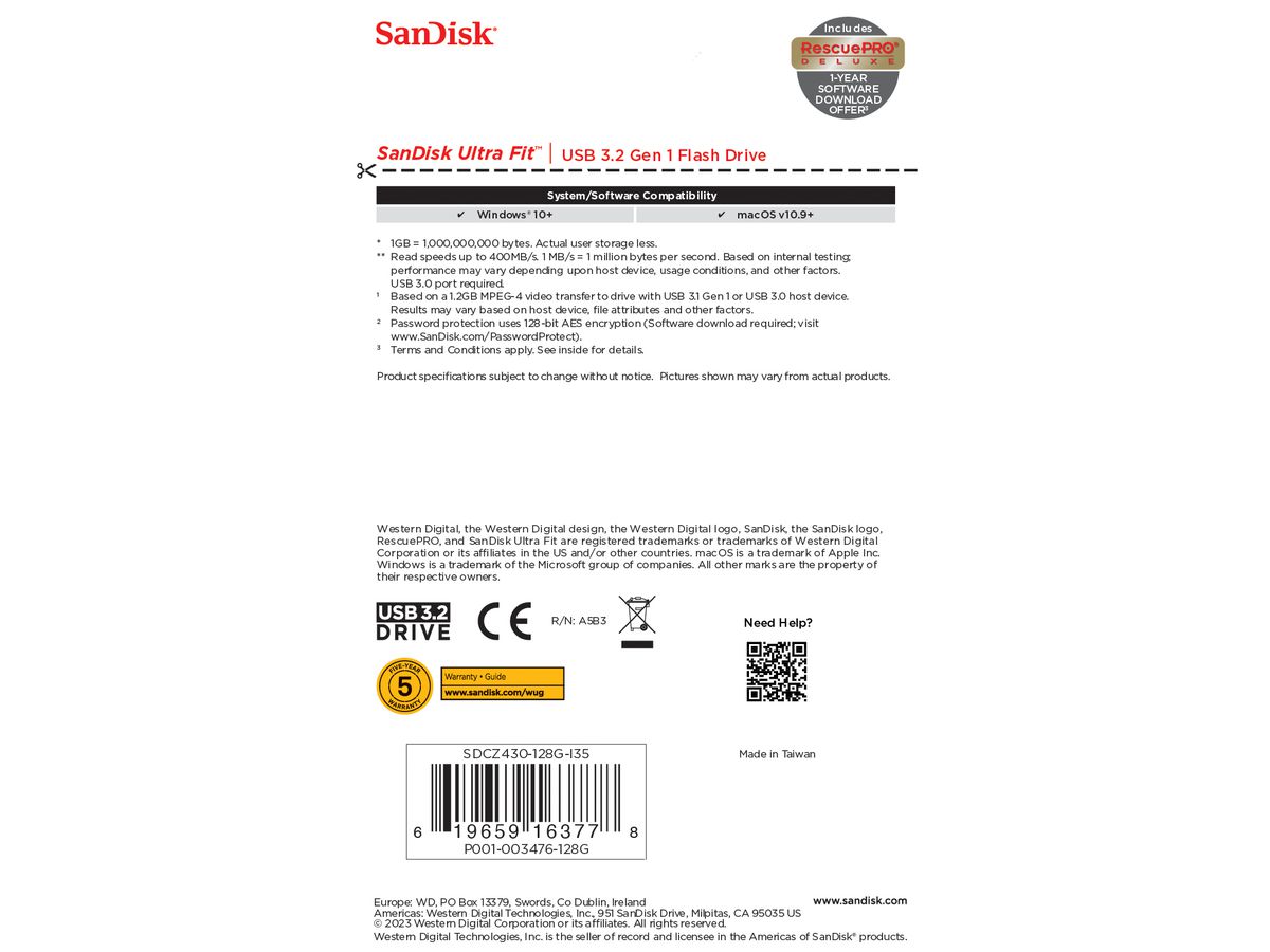 Sandisk Ultra USB 3.2 Fit 128GB 130MB/s