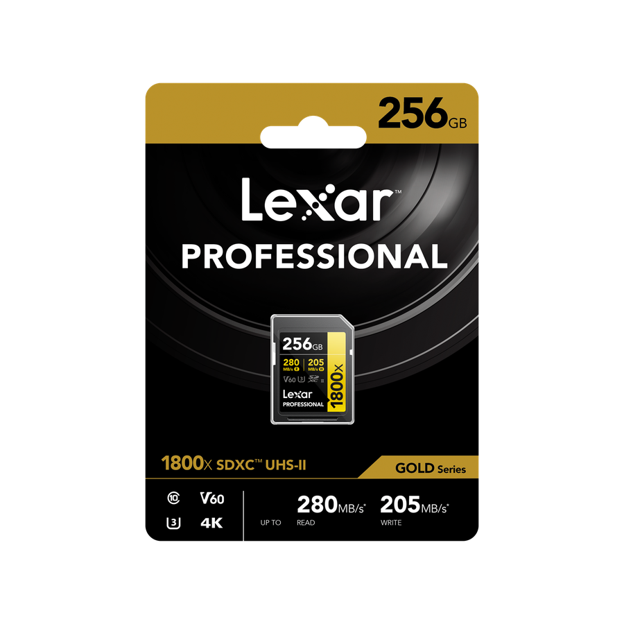 Lexar 1800x UHS-II SDXC 256GB Gold
