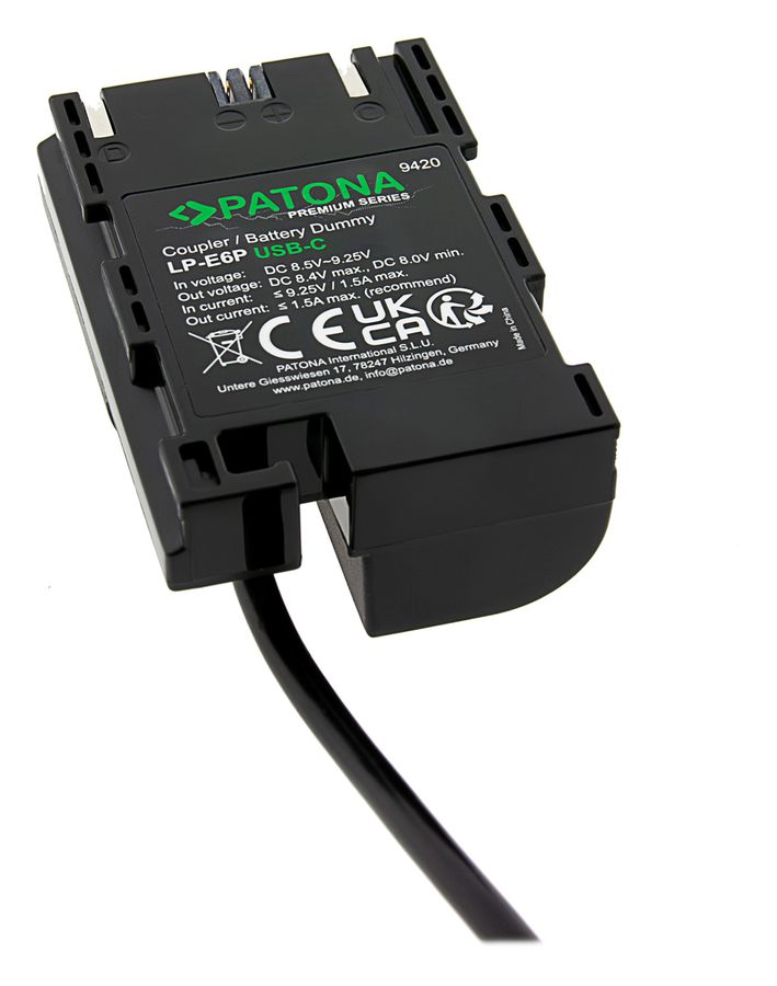 Patona USB-C Input Akku-Adapter LP-E6P