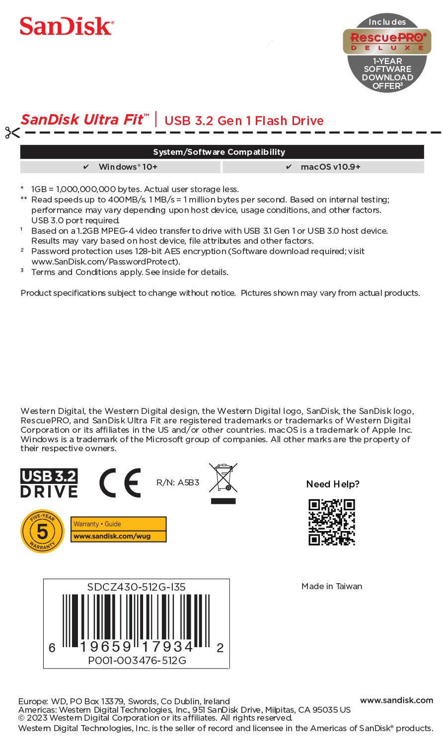 Sandisk Ultra USB 3.2 Fit 512GB 130MB/s