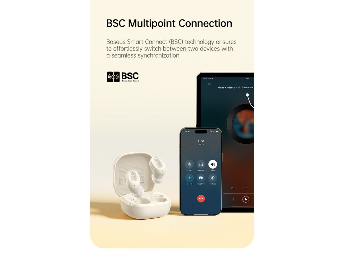 Baseus Bass BD1 TWS Earbuds White