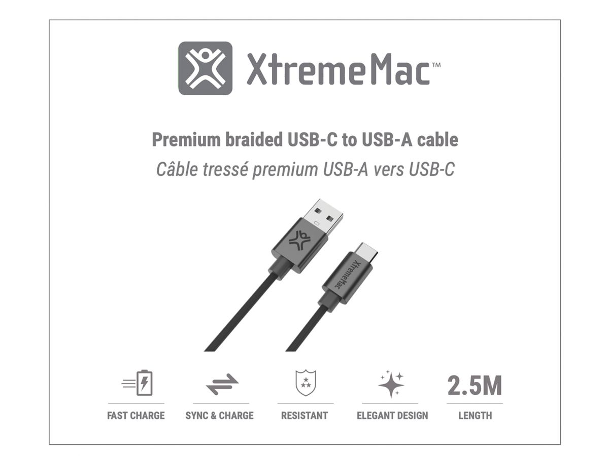 XtremeMac USB-A to USB-C 2.5m black