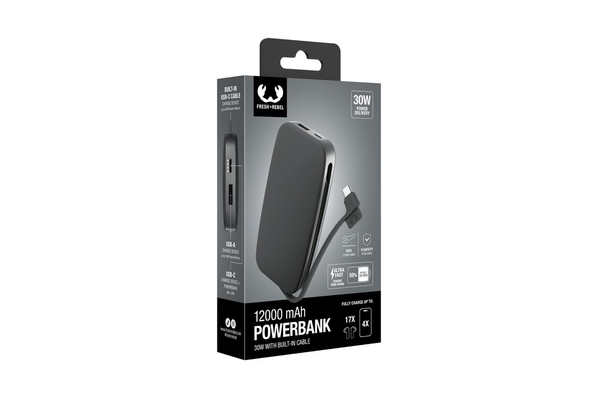 Fresh 'n Rebel Powerbank 12000 mAh Grey