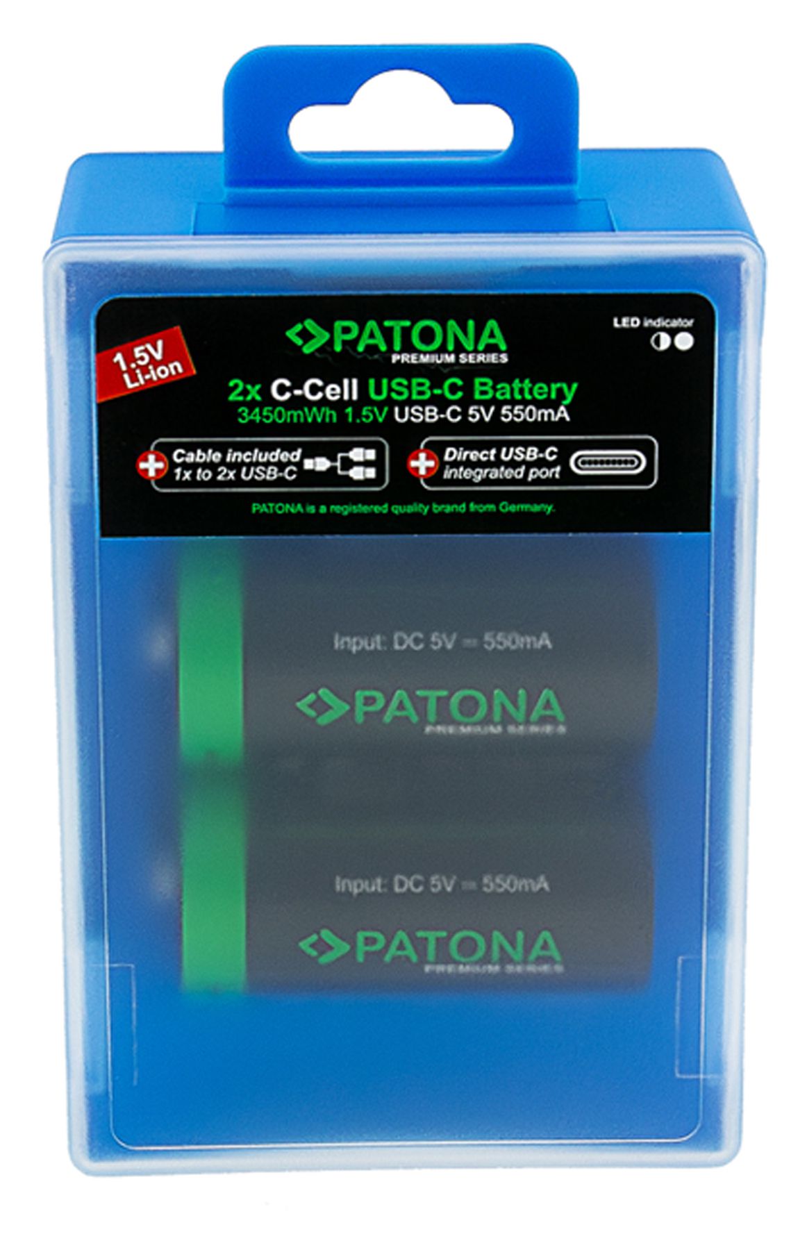 Patona Premium Akku 2x LR14 USB-C