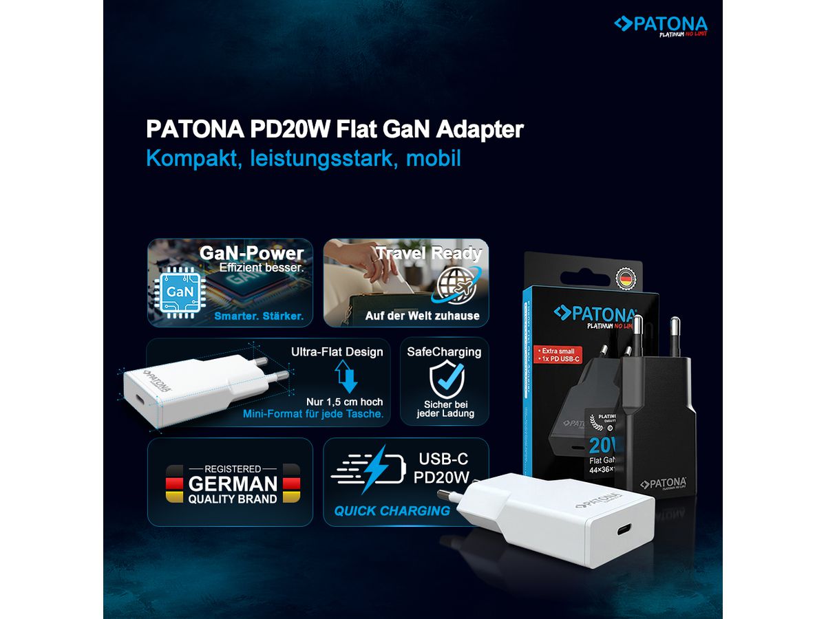 Patona GaN Flat PD 20W USB-C White