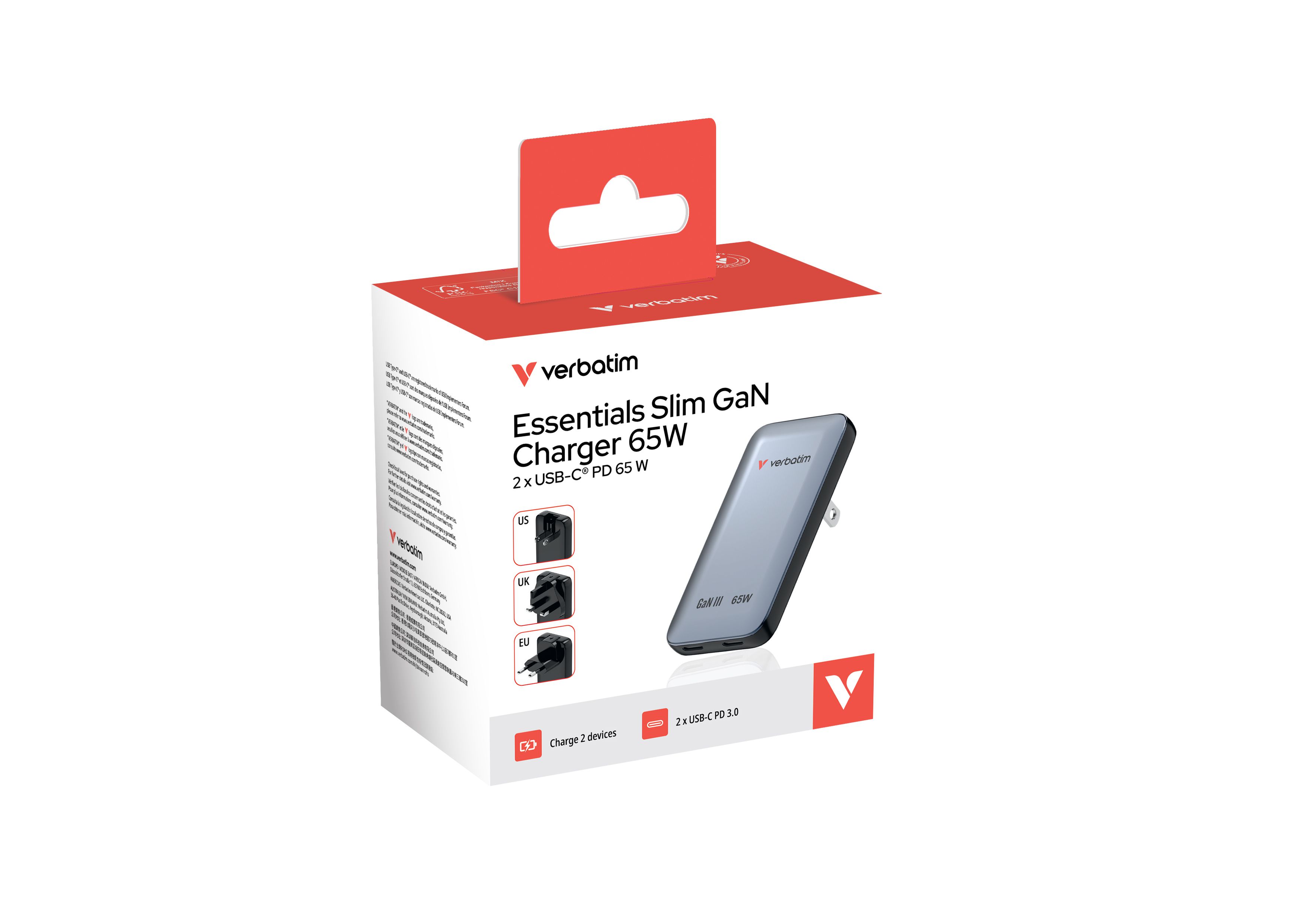 Verbatim Slim GaN Charger 65W Grey
